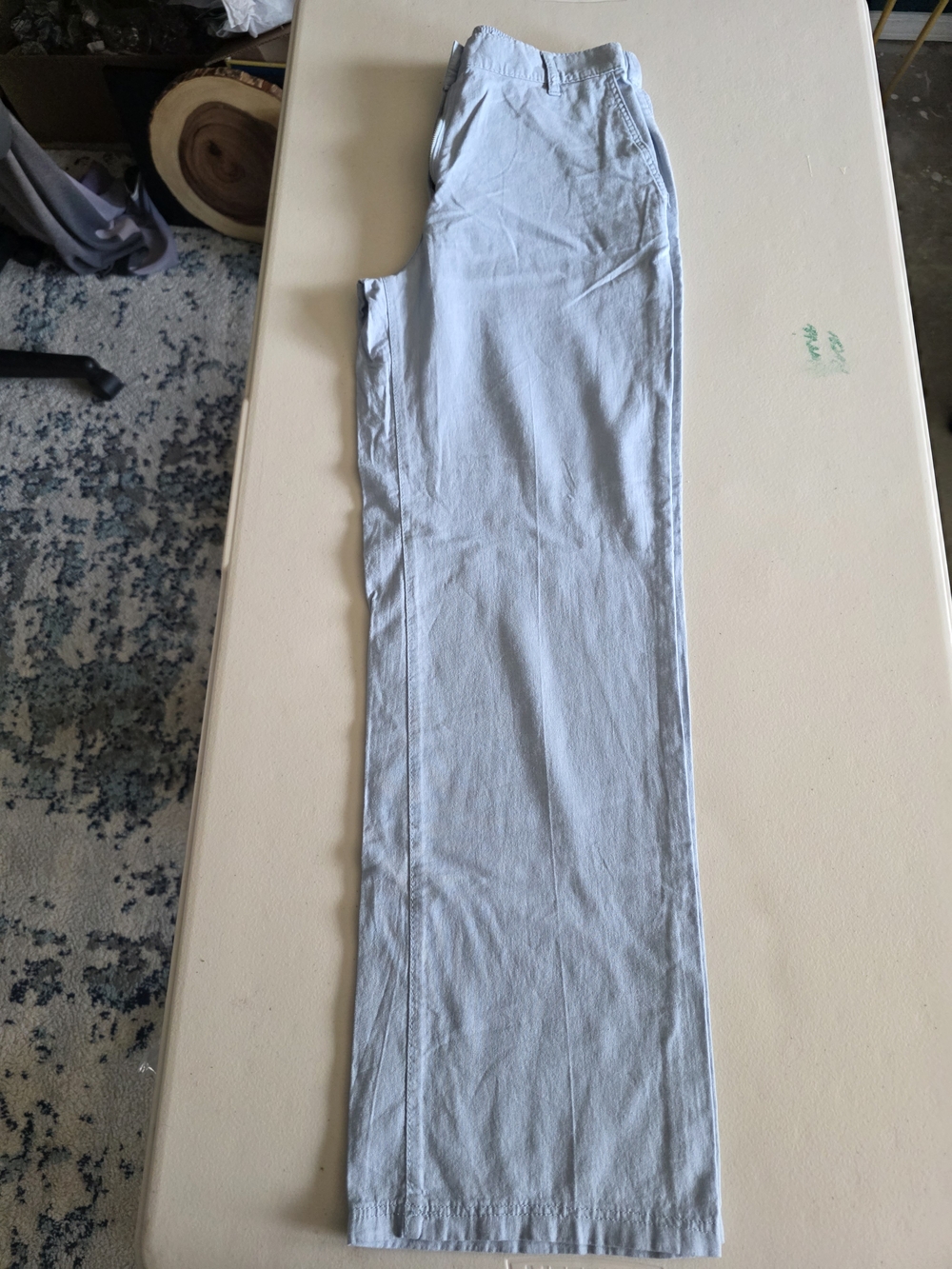 H&M Light Blue Linen-Blend Pants